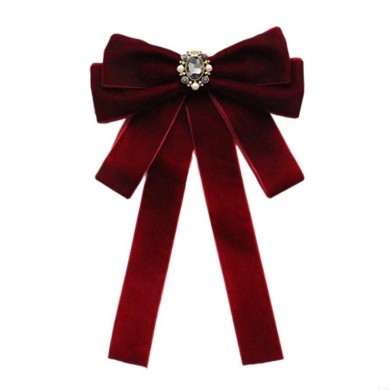 Bow Tie Pre Tied - Damen-Krawatte aus Samt, Schleifen, mit Perlen,