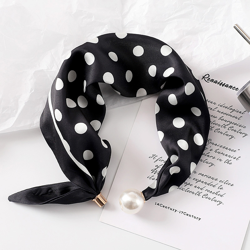 Face Scarf Mask - Damen Neuer Seidenschal mit Perlenschnalle, Bedruckter