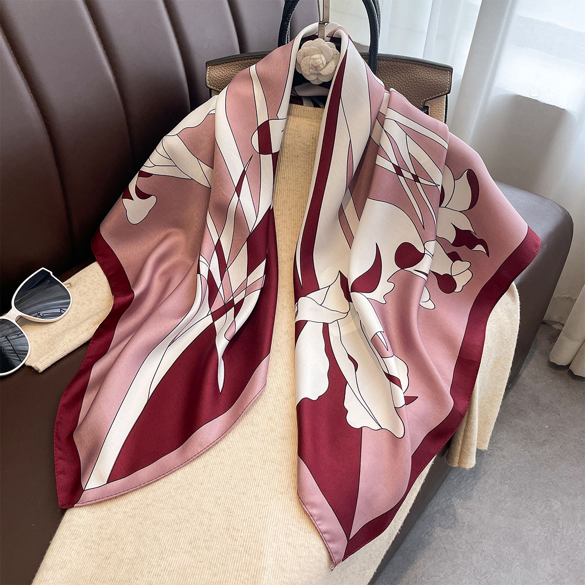 Scarf Silk Square - Luxus 90*90Cm Platz Schal Twill Seide