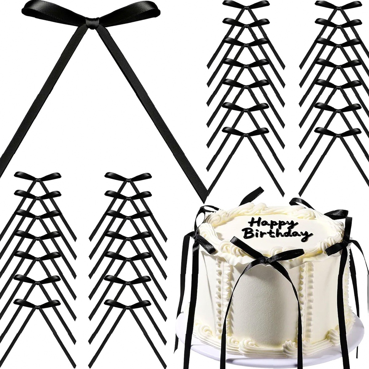 Bow Tie Pre Tied - 10 Stück/20 Stück Schwarze Satin-Schleifen als