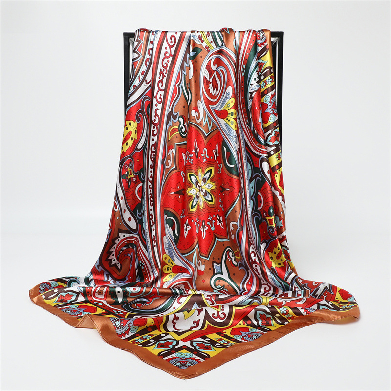 Face Scarf Mask - 90cm Modisches Bedrucktes Großes Quadratisches Tuch