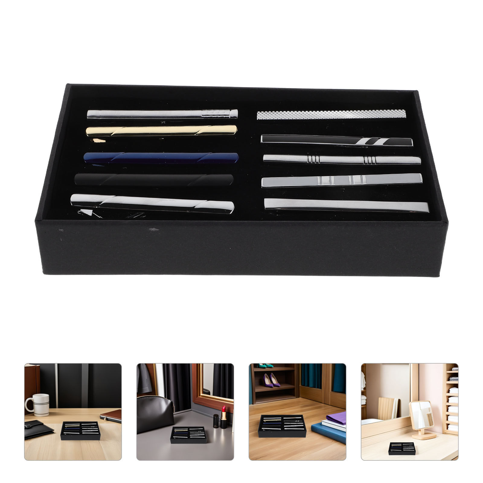 Tie Bar Set Gift - 10er-Set Krawattenklammern, elegante Metall-Krawattenhalter, Business, Hochzeit,
