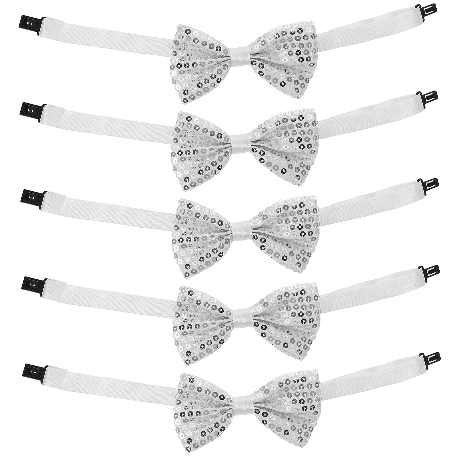 Bow Tie Pre Tied - 5 Stück Kinder-Schleifen mit Pailletten, glitzernd,
